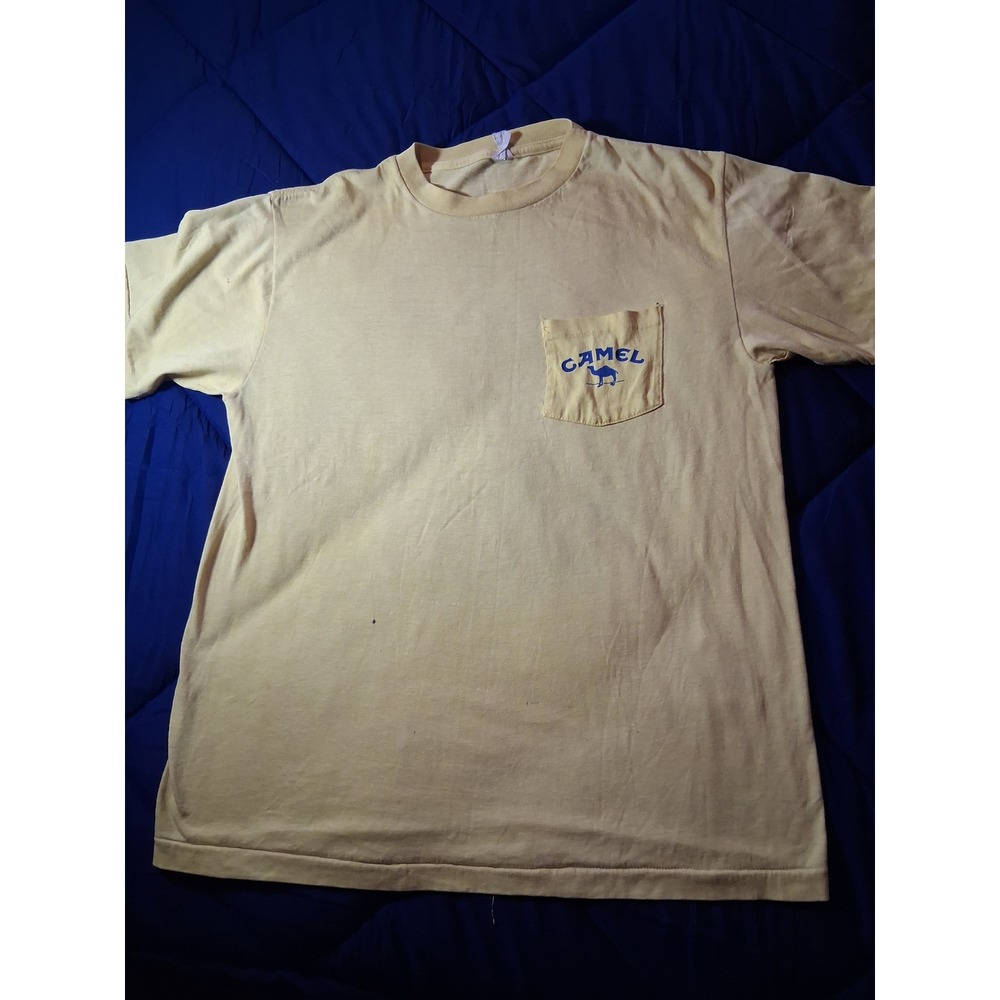 Vintage Joe Camel Smooth Character Pocket T-Shirt Yellow Single Stitch XL Mens